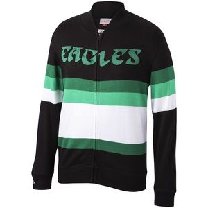NWT- Philadelphia Eagles Mitchell & Ness Full-Zip Sweater - Black - 2XL